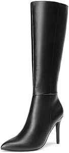 DREAM PAIRS Knee High Boots for Women, Sexy Pointed Toe Stiletto High Heel Boots, Fashion & Classic Dress Shoes, Black-Pu, Size 8 SDKB2311W