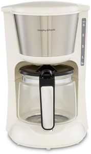 Morphy Richards Equip Filter Coffee Machine, Pour Over Technology, 10 Cup Capacity, Fast Brew, Anti Drip, Easy Clean Reusable Filter, Keep Warm, Aroma Blender, Cream and Stainless Steel,162504
