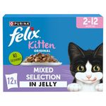 FELIX Original Kitten <1 Wet Cat Food Mixed Selection in Jelly Salmon, Lamb, Chicken, White fish 12 x 85g Pouches (Pack of 4)