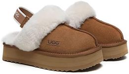 UGG AUSTRALIAN SHEPHERD Removable Strap Slingback Women Muffin Platform Slippers Chestnut AU Ladies 9 / AU Men 7 / EU 40