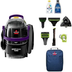 BISSELL SpotClean Turbo + Antibac 33862 | Portable Carpet & Upholstery Washer with Superior Suction, 750w Motor, Large Tanks, Antibacterial Formula, & Six Cleaning Attachments Included