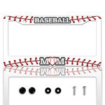 Baseball Mom License Plate Frame Ball Texture License Plate Frames Personalise Stainless Steel Funny Design Compatible with Standard License Plate Holder for USA and Canada 6 X 12 Inches with Screws