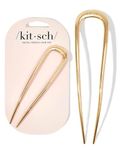 Kitsch Metal French Hair Pins for Women, Gold French Pins for Thick Hair, U Shaped Hair Pins, Metal Hair Pin for All Hair Types, Hair Sticks for Buns, French Twist Hair Pin, Hair Fork - 1pc Gold