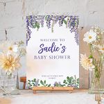 Wisteria personalised baby shower sign | welcome baby party sign | decor sign | baby shower party print | poster to welcome A4 or A3 (A3 print plus easel)