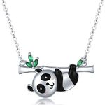 Midir&Etain Panda Necklace 925 Sterling Silver Lucky Panda Pendant Necklace Cute Animal Jewellery Panda Gifts for Women Girls Girlfriend