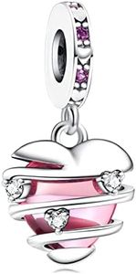 Rimgoris 925 Sterling Silver Charm Women Bracelets Necklace Skull Heart Ruby Pendant Two Tone Rose Gold Heart Gem Pendant Interlock Double Stars & Moon Key Angel Wing Love Pansy, Cubic Zirconia