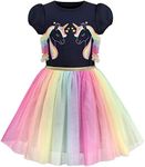 Sunny Fashion Girls Dress Multicolor Rainbow Unicorn Tulle Princess Party Birthday 8 Years