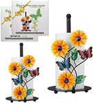 2 Pack Paper Towel Holder, Sunflower Paper Towel Holder Countertop for Home & Kitchen Decor, Pioneer Woman Kitchen Accessories, Birthday Gift Idea for Friends, Mom, Wife, Women, Housewarming-Black