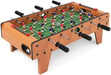 GYMAX Table Top Football Game, Foosball Table Games with Wooden Frame, Outdoor Indoor Tabletop Soccer Game for Kids Adults, 70×37×24cm