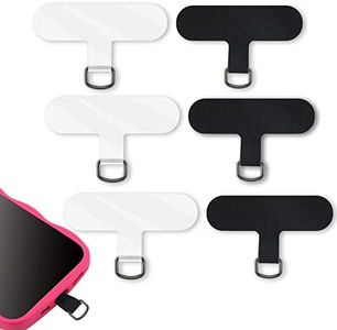 AIEX 6pcs Patch pour Lanière Téléphone, Plaquettes de Téléphone Portable Réutilisable Téléphone Longe Attachement pour Sangle de Téléphone, Évite de Perdre (Noir, Transparent)