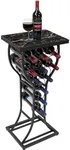 Sorbus Wine Rack Console for Home Bar - Mini Wine Stand with Faux Black Marble Table Top - Durable Metal Freestanding Wine Storage Cabinet Shelf - Wine Racks Free Standing Floor Holds 11 Wine Bottles