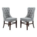 WOODBURY TREE Modern Button Tufted Dining Chairs, Luxury Sheesham Wood & Premium Velvet, Comfy Accent Chairs for Living Room, Bedroom, Chairs with Nail Heads (Set of 2) (Grey)