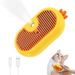 AMIR Cat Steam Brush, 3 In 1 Cat Brush for Shedding With Steam, Cat Hair Remover With Gentle Needles, Self Cleaning Cat Steamy Brush, Pet Hair Removal Comb for Pet Grooming, Removing Floating Hair