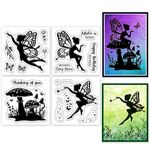 GLOBLELAND 4Pcs Fairy Mini Clear Stamps for DIY Scrapbooking Elves Mini Silicone Clear Stamp Seals Transparent Stamps for Cards Making Photo Album Journal Home Decoration