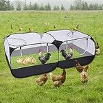 Jhua Pet Playpen for Small Animals, Portable Chicken Run with Cover, Foldable Chicken Coop Outdoor, Play Pens for Small Pets with Transparent Mesh Walls Suitable for Chicken Duck Puppy Cat Rabbit