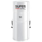 SuperVac 50 Hybrid Filtration Central Vacuum System, Powerful 667 AW, 6.2 Gal / 22L Bottom Load, Covers up to 7500 sq.ft (Use with or Without Disposable Bags)