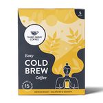 THIRD WAVE COFFEE ROASTERS Easy Cold Brew Coffee | Medium Roast | 5 Bags Makes 15 Cups | Instant Brew | No Equipment Needed | 100% Arabica Coffee | Sourced Directly From Farms, Pack Of 1, 290 Gram