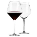 Sipologie Burgundy Large Wine Glass Set of 2- Hand Blown Lead-Free Crystal Glass, Ultra Thin Rim, Long Stem | Red Wine Drinking Glass - Modern Design - 700ml, Red Wine Glasses Set of 2