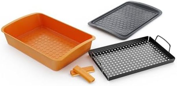 Outset Prep, Grill and Serve Set, Includes Marinating Tub, Non-Stick Grill Grid and Serving Tray