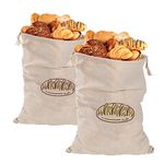 Linen Bread Bags - 2 Pack40x30Special Art Design Breathable Unbleached Linen Reusable Storage for Homemade Artisan Bread