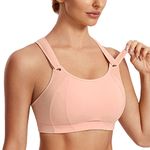 SYROKAN Women's Front Adjustable Sports Bra Lightly Padded High Impact Racerback Wireless Gym Running Bra Marshmallow Pink 32C