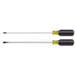 Klein Tools 85072 Long Blade Slotted and Phillips Screwdriver Set with Heat Treated Shafts and Cushioned Grips, 2-Piece