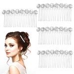 Lusofie 4Pcs Rhinestone Hair Side Comb Silver Bridal Hair Combs Hairpieces Rhinestone Wedding Hair Accessories for Women and Girls(Silver)