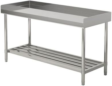 Fashionwu Stainless Steel Table with Backsplash, 24 x 48 Inches Heavy Duty Table for Kitchen, Commercial Stainless Steel Prep Table with Adjustable Undershelf, for Restaurant, Home and Hotel