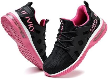 Ifivky Steel Toe Shoes for Women Lightweight Air Cushion Breathable Work Shoes Comfortable Puncture Proof Slip Resistant Safety Shoes Indestructible Composite Toe Sneakers Industrial Footwear Rose Red