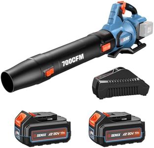 SENIX 2X2 40 Volt Max* Handheld Cordless Leaf Blower, Up to 700 CFM and 145 MPH, Variable Speeds, Cruise Control, Includes Battery and Charger (BLAX2-M2)