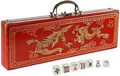 IRONWALLS Chinese Majong Set, 146PCS Mahjong Tile Set with 1” Majongg Tiles, 2PCS Dice & Wooden Carrying Case Box, Complete Majong Game Sets for Travel Party Family Game