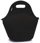 VASCHY Neoprene Lunch Bag for Women, Men, Kids, Thermal Lunch Bag Lightweight Washable Lunch Tote for Work, School, Outdoor with Detachable Shoulder Strap, Black