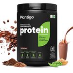 Plantigo Vegan Plant Protein Powder | Clean & Green | Tasty, 21-Superfood | Pea, Brown Rice, Flax & Pumpkin |No Preservatives | No Banned Substances | Men & Women| Delicious Cappuccino Coffee - 500 g