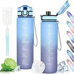 CodiCile Water Bottle 1L, Leakproof Water Bottle, BPA Free Water bottle,Anti Rupture Drinking bottle, Water Bottle with Motivational Quote & Time Markings for Daily use, Fitness and School Life.