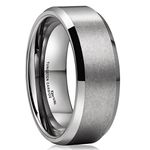 King Will BASIC Mens Women 8mm Silver Wedding Band Tungsten Ring Matte Polished Finish Wedding Engagement Band Ring 10