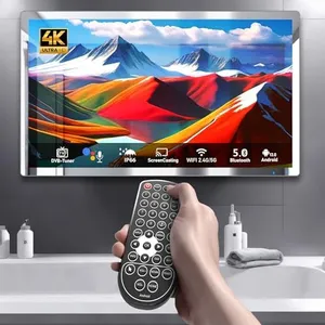 Leotachi (Upgraded to Android 13 Luxury 32" Smart Bathroom Mirror TV, 4K Ultra HD, IP66 Waterproof, Android TV, Voice Assistant, ATSC Tuner, Bluetooth, Wi-Fi, for Bathroom Vanity and Dressing Table