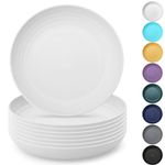 Kyraton Large Deep Plastic Plates 8 Pieces, 9 Inch Dinner Plates, Unbreakable and Reusable Light Weight Dinner Plates Pasta and Dumpling Bowl Microwave Safe