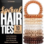 Spiral Hair Ties (10 Pieces), Coil Ponytail Holders for Women's Thick Hair, No Crease Plastic Ties for All Hair Types (Assorted Colors)