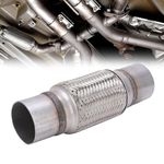 GAESHOW Flex Pipe, Exhaust Flexible Pipe, 2.5 X 10 in Exhaust Pipe, Woven Exhaust Repair Flexible Pipe Bellows Flex Joint 57mm Stainless Steel Exhaust Clamp for Car