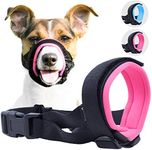Gentle Muzzle Guard for Dogs - Prevents Biting and Unwanted Chewing Safely – New Secure Comfort Fit - Soft Neoprene Padding – No More Chafing – Training Guide Helps Build Bonds with Pet (Pink, M+)