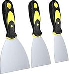 Putty Knife Scrapers, Spackle Knife, Metal Scraper Tool for Drywall Finishing, Plaster Scraping, Decals, and Wallpaper(3 Pack,1.5, 3, 4 Inch)