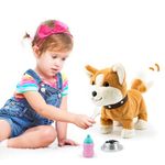 Interactive Toys for Kids,12 PCS Electronic Pets Walking Dog with Remote Control Talking Barking Sitting Nodding Tail Wagging, Realistic Robot Plush Puppy Toy Gifts for 2 3 4 5 Years Old Girls Boys