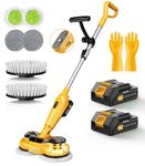 Qimedo 2-in-1 Electric Mop & Scrubber, 6000 mAh Battery Power Mop for Floor Cleaning, Cordless Spin Moppe & Floor Scrubber with Water Spray for Hardwood, Tile Floors