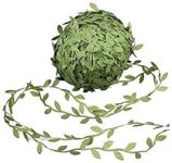 Gnognauq 21.8 Yards Olive Leaf Vine Ribbon,Green Leaf Trim Ribbon, Leaf Balloon Tail for Ribbon Craft Sewing DIY Wedding Bouquet, DIY Wedding Gift