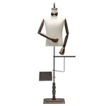 Male Mannequin Torso Dress Form Mannequin Body with Stand Solid Wood Arm, 73" Height Adjustable Clothing Manikin for Market Shop Window Display, Detachable Shoe Holder & Pants Rack