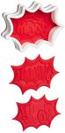 Tovolo Comic Burst, Templates Reverse, Dishwasher Safe, Set of 6 Cookie Stamps with Cutter, Red