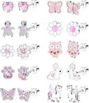 JeryWe 10 Pairs Hypoallergenic Stud Earrings Set for Sensitive Ears With Stainless Steel Post in Vivid Colors and Multi-styles