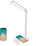 Desk Lamp, LED Eye-Caring Table Lamp, Wireless Charger, USB Charging Port, Type-C Power Port, Dimmable Touch Control Light, Adjustable Office Lamp, 5 Lighting Modes & 5 Brightness Levels, Night Light