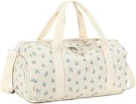 Duffle Bag for Gym Sports Women Girls Workout Travel Bag Weekender with Shoe Compartment and Wet Pocket (Blue Flower)