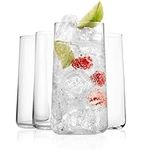 BENETI Modern Crystal Glass Cups, Tall Highball Drinking Glasses Set of 4 | Made in Europe | Water and Juice Kitchen Glassware (18 Onces)